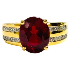 New African Red Raspberry Topaz & White Sapphire Sterling Ring