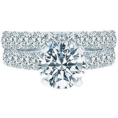 2.00 Carat GIA Cert Round Diamond Platinum Bridal Set