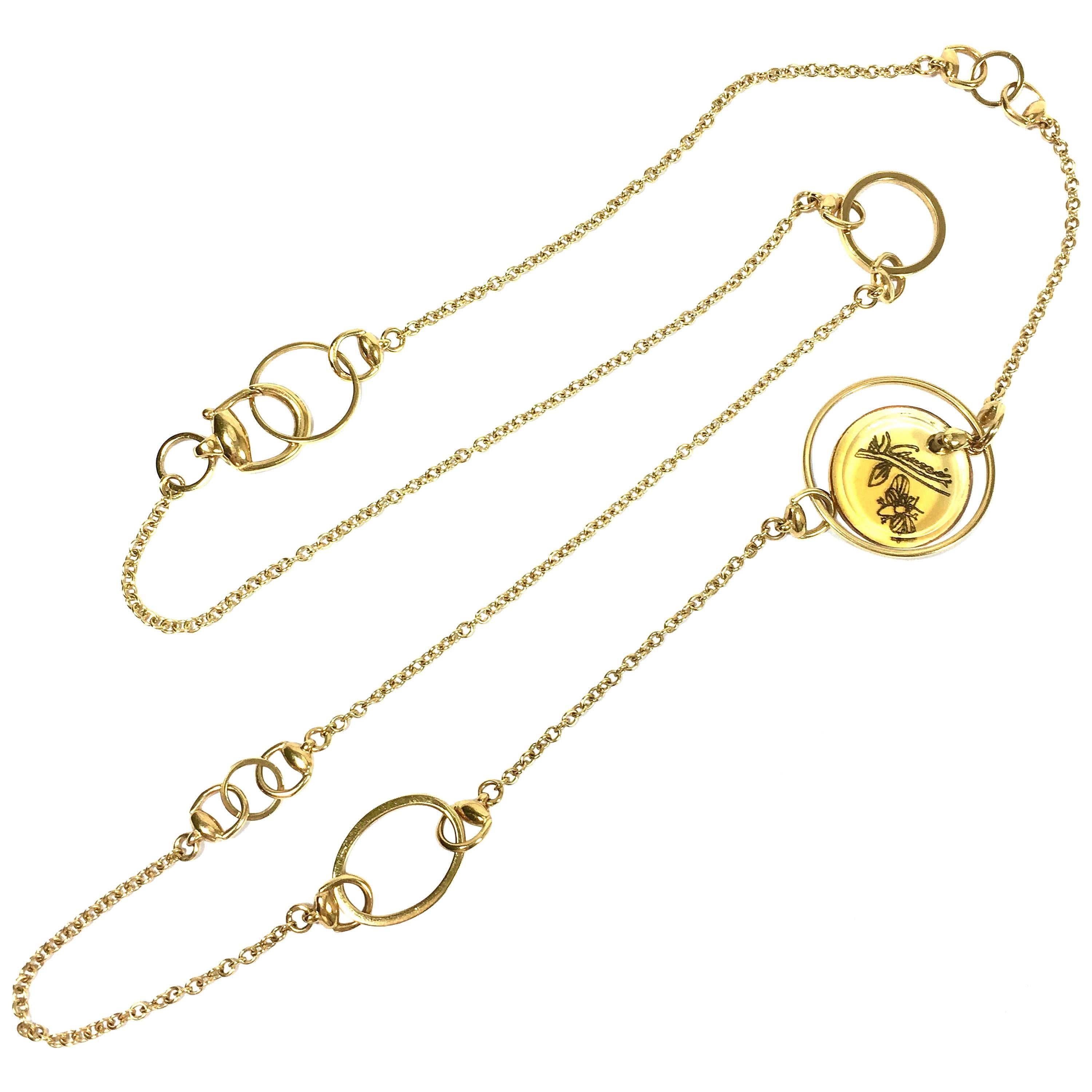 Gucci Flora Yellow Quartz Gold Horse Bit Necklace