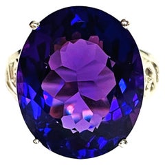 New Brazilian Purple Blue 10.7 Ct Amethyst & White Sapphire Sterling Ring