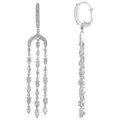 2.30 Carats Chandelier Diamond Gold Earrings 4