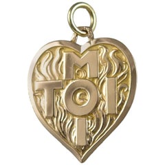 Retro TOI and MOI Gold Heart Charm