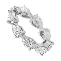 Eternity Pear Cut 4.64 Carat Diamond White Gold Engagement Ring