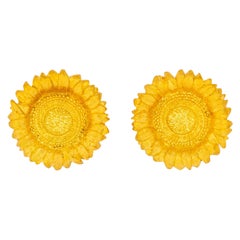 Robert Bruce Bielka Gold Sunflower Earrings