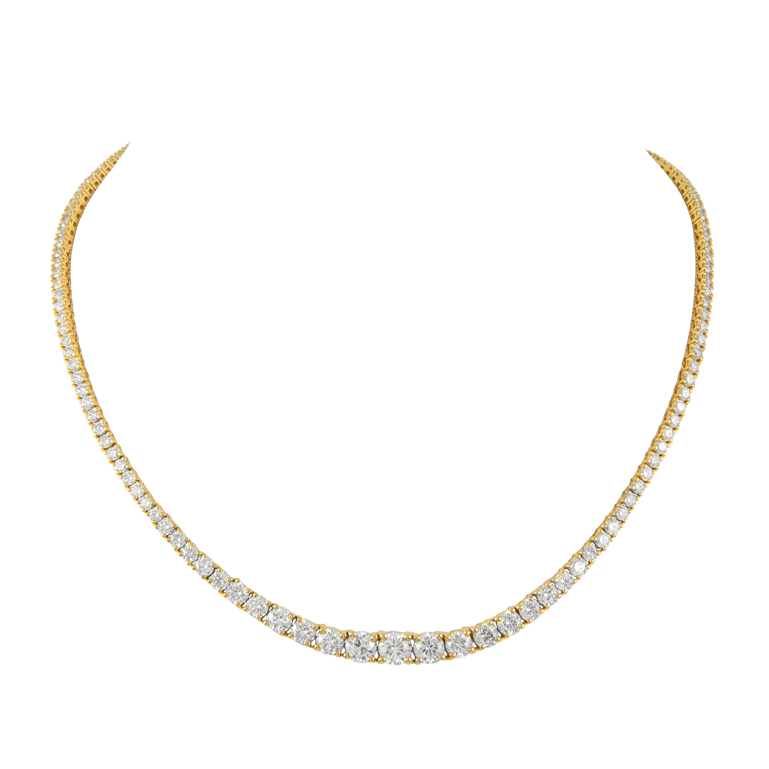 Alexander Beverly Hills Riviera-Halskette aus Gelbgold mit GIA 14.87 Karat Diamanten, Tennis