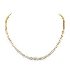 Alexander GIA 14,87 Karat Diamant-Tennis-Halskette Riviera aus Gelbgold