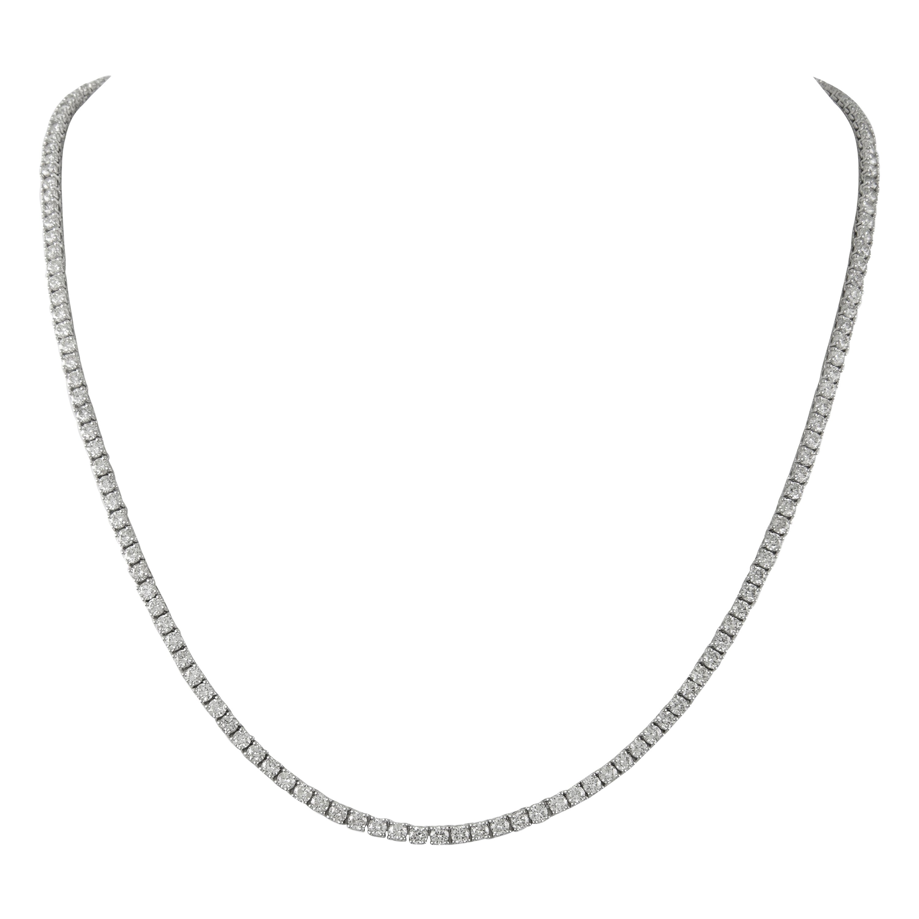 Alexander 9.57 Carat 22in Diamond Tennis Necklace White Gold For Sale