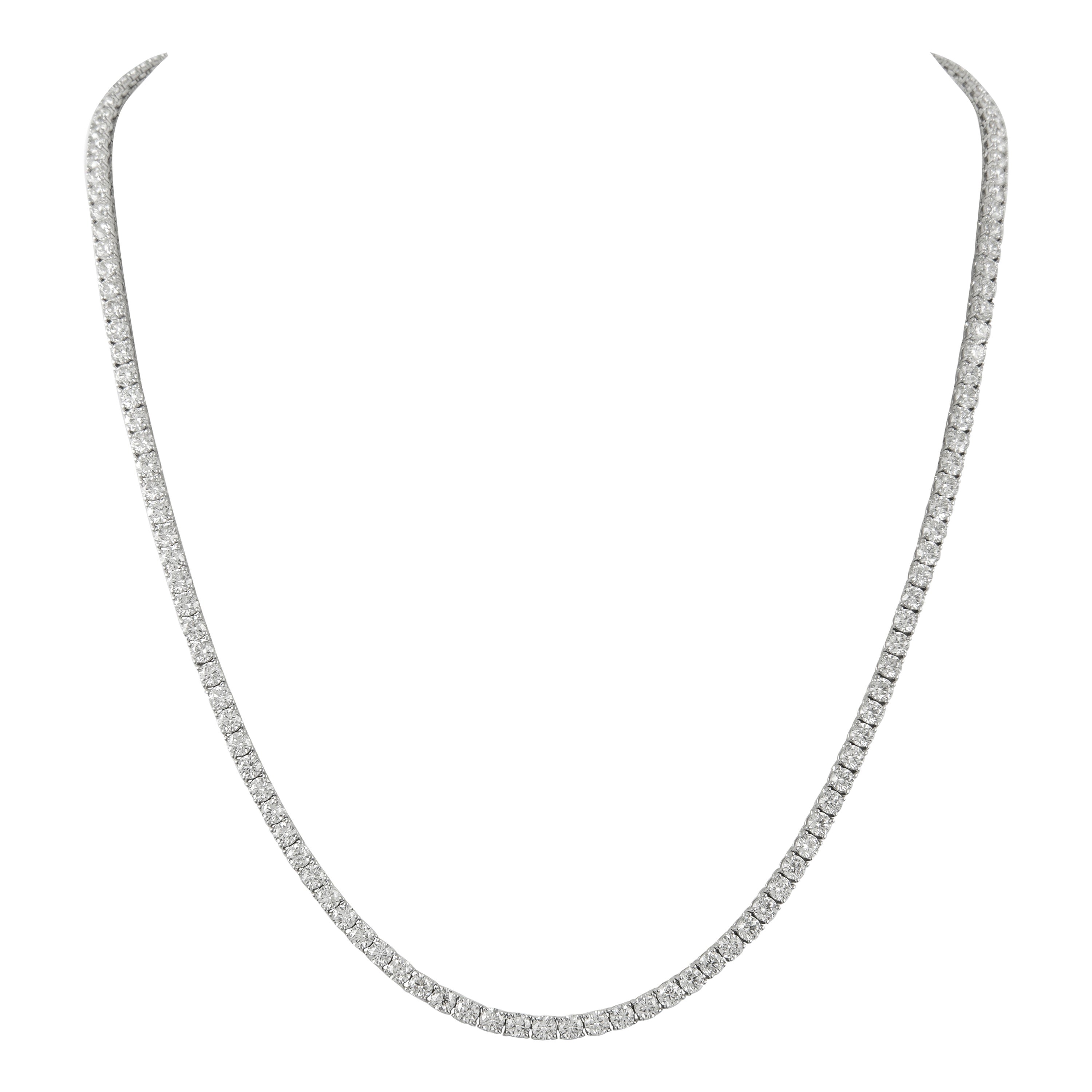 Alexander 35.55 Carat Diamond Tennis Necklace 18k White Gold For Sale