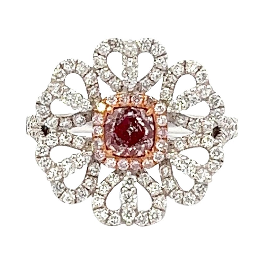 GIA-zertifizierter 0,51 Karat rosa Diamant-Ring im Angebot