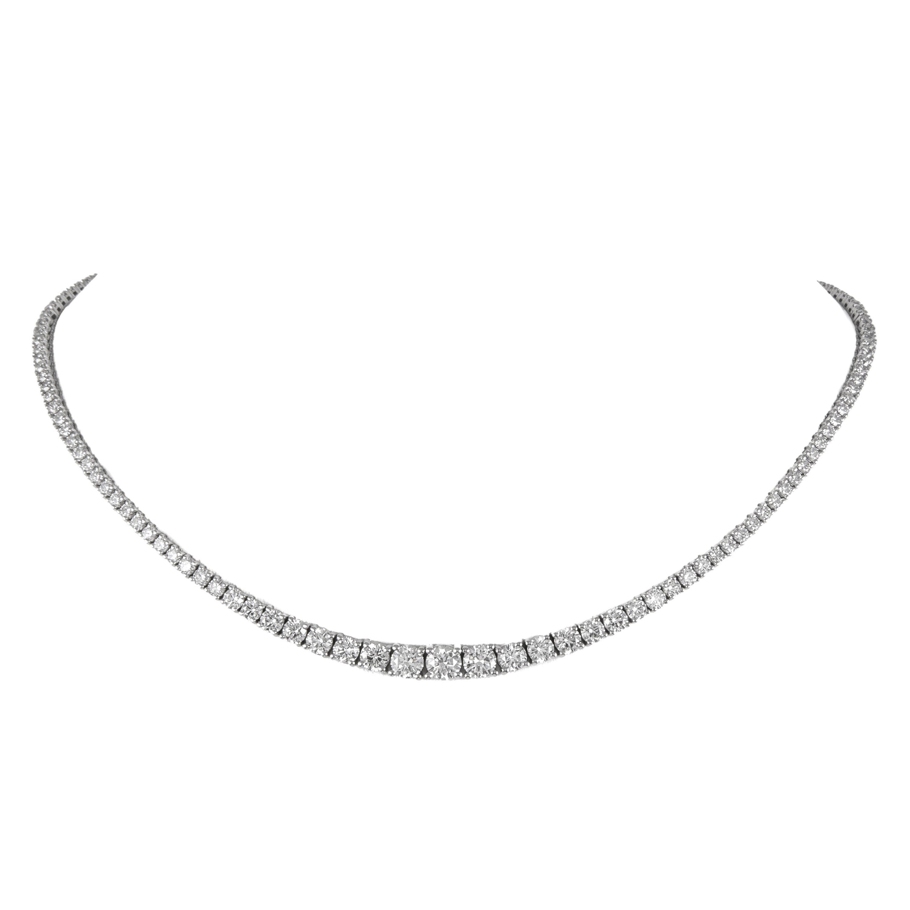 Alexander GIA 14,83 Karat Diamant Tennis Riviera-Halskette aus Weißgold