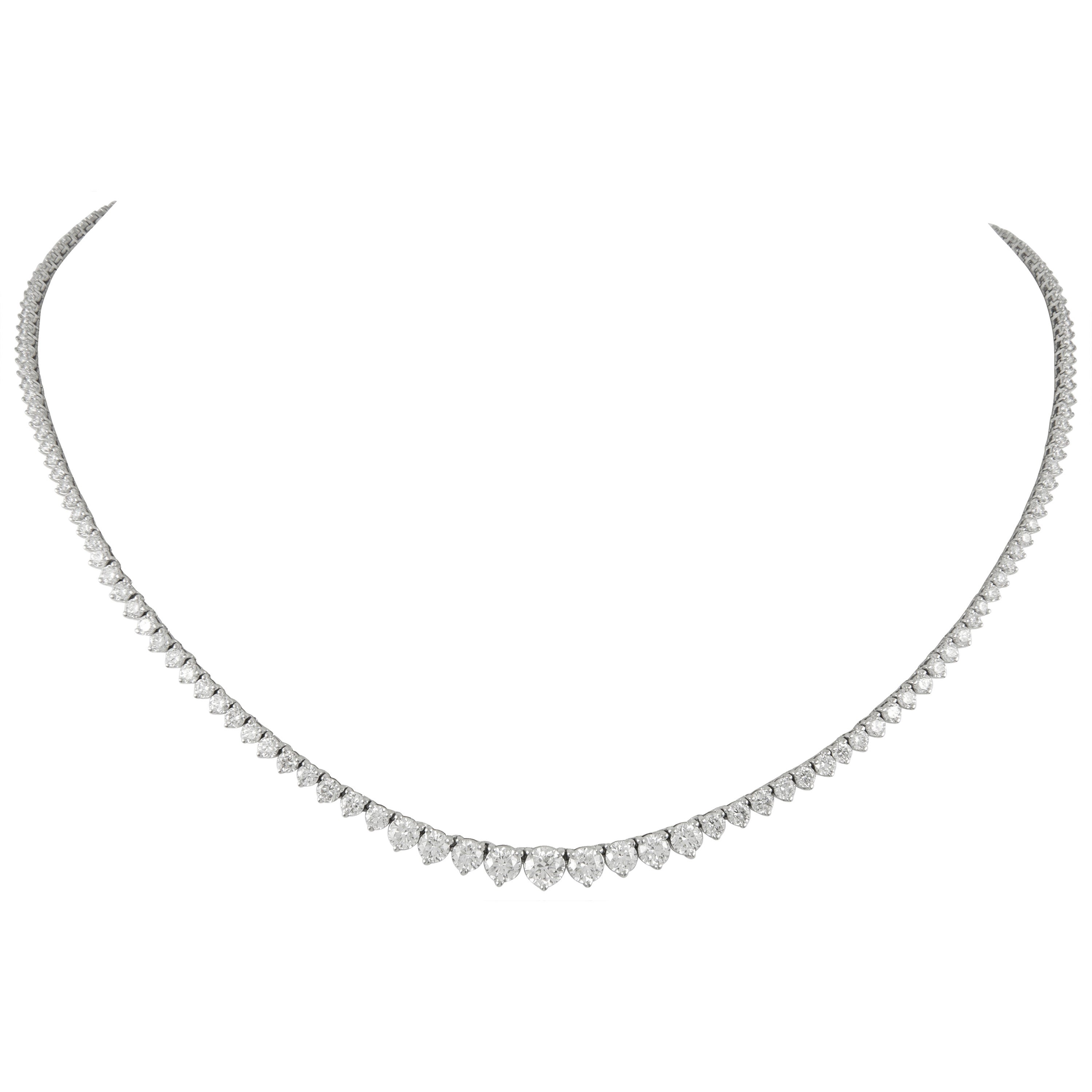 Alexander 10.01 Carat Diamond Tennis Riviera Necklace White Gold