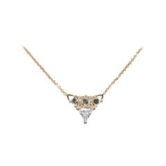 18k Yellow Gold Art Deco Necklace with Pendant with 0.35 Ct Natural Diamonds