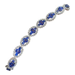 17.10 Carat Blue Sapphire and Diamond Bracelet
