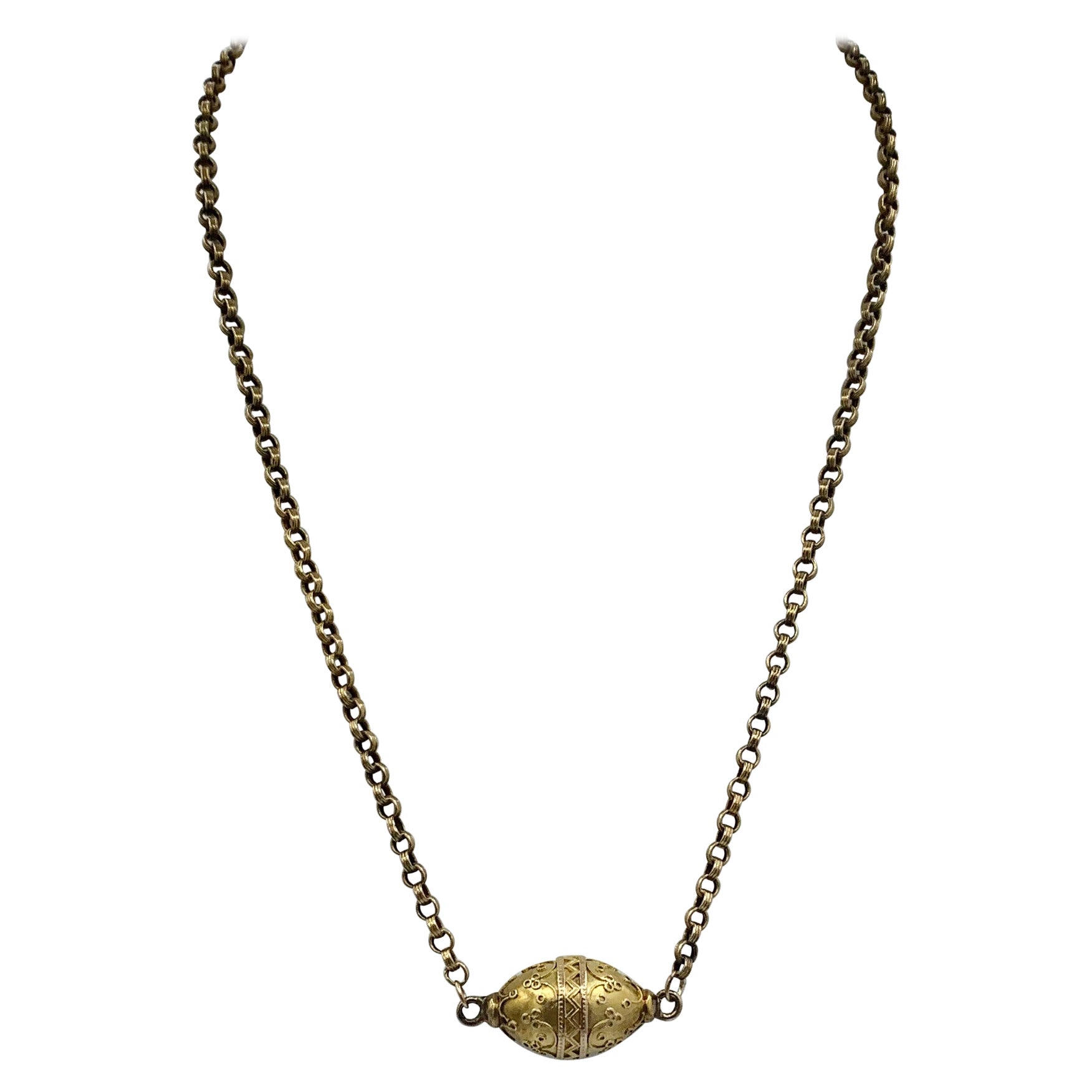 Victorian Necklace 14 Karat Gold Etruscan Revival Antique, Circa 1860
