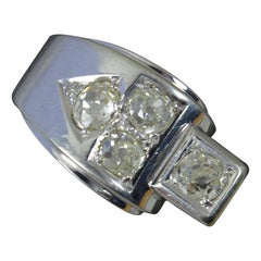 1920's 1.25ct Old Cut Diamond and 18ct White Gold Cluster Cocktail Ring