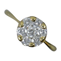 Vs 0.75ct Diamond and 18 Carat Yellow Gold Cluster Ring