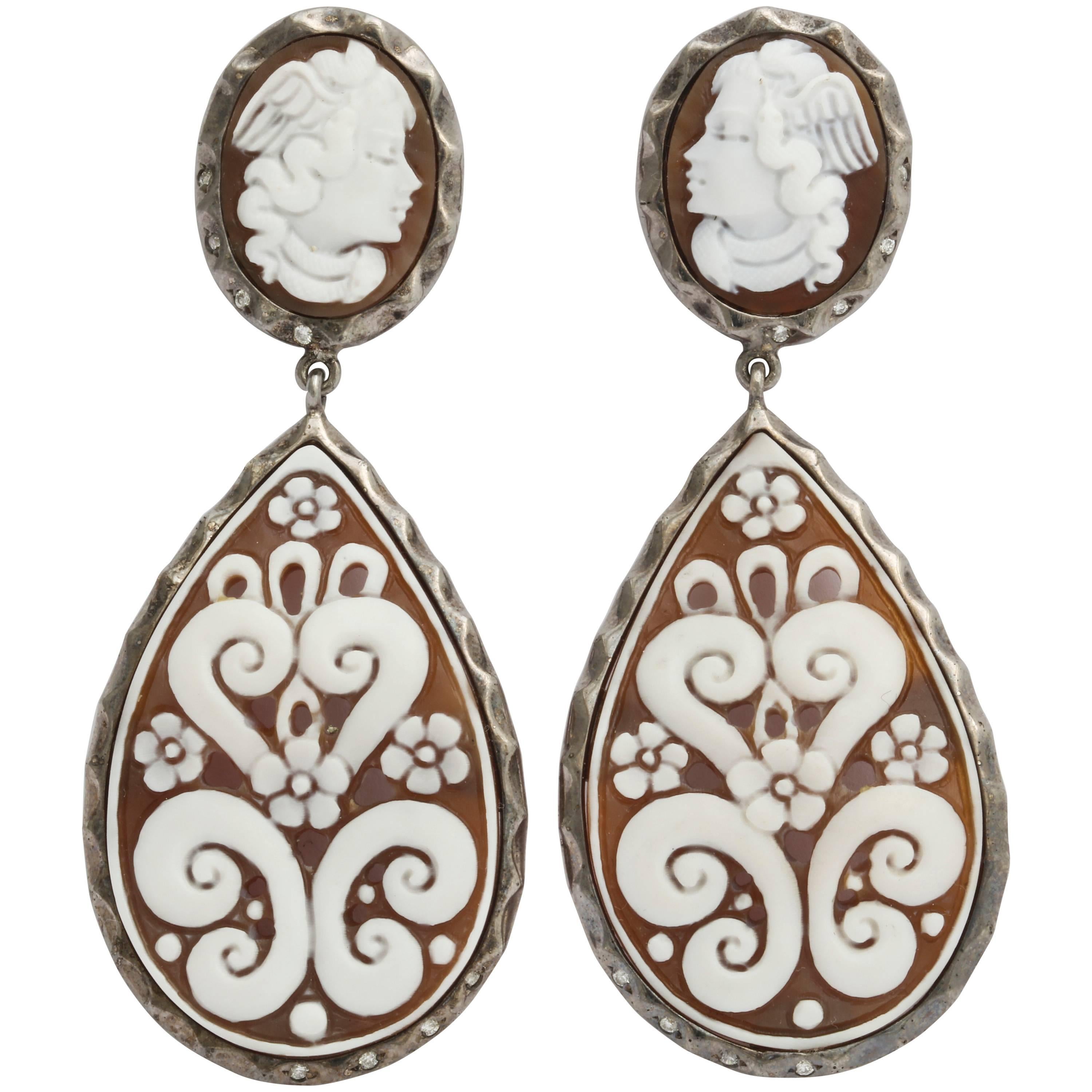 Amedeo "Medusa" Cameo Diamond Earrings