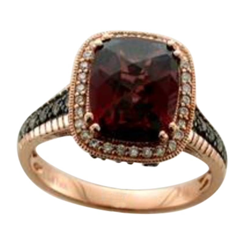 Le Vian Ring Featuring Raspberry Rhodolite Chocolate Diamonds For Sale