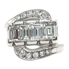Late Art Deco 2.40 Carats Diamonds Platinum Ring