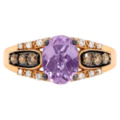Le Vian Limited Edition 2 Carat Amethyst Ring with Diamonds 14k Rose Gold