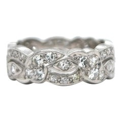 Art Deco Diamond Platinum Swirl Band Ring