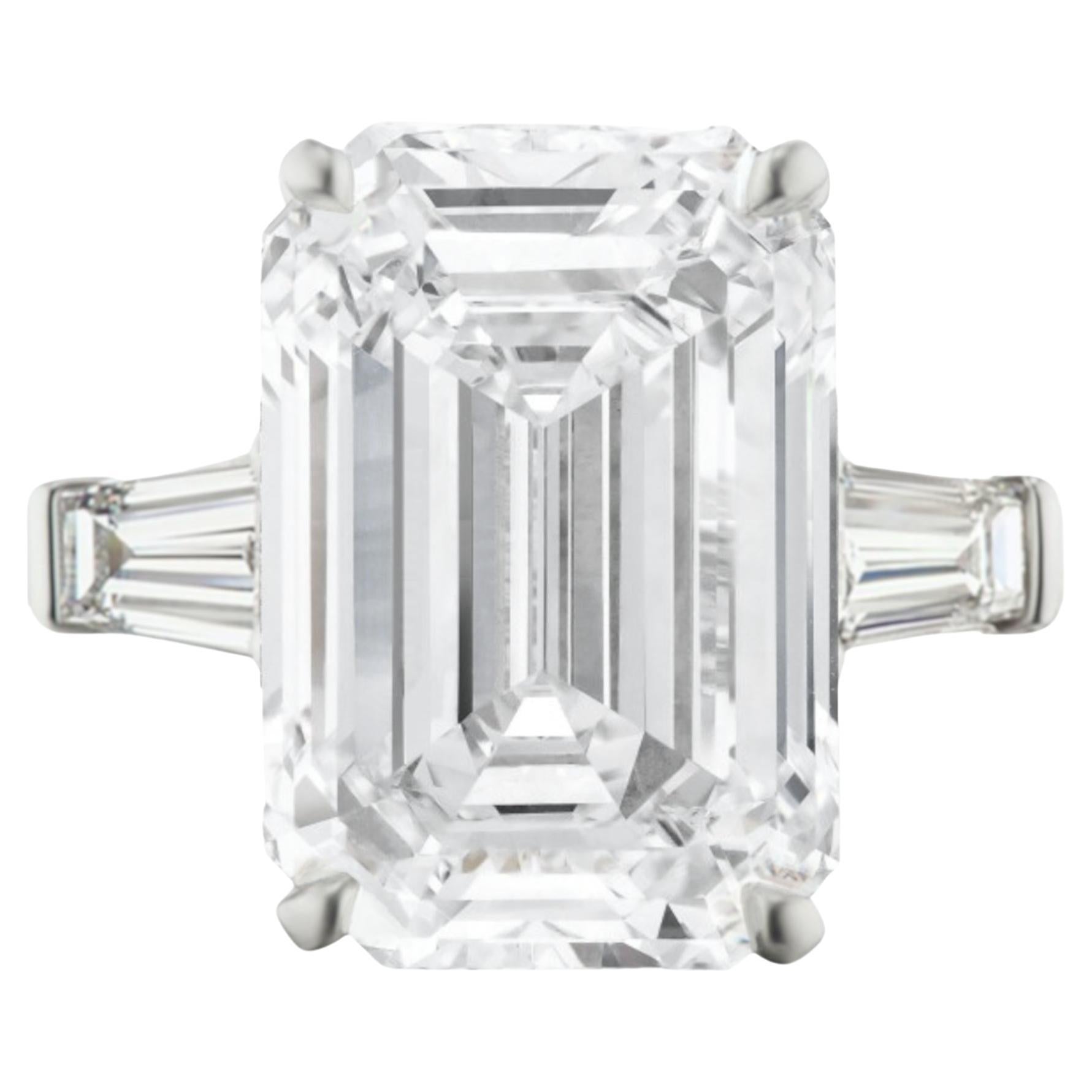 GIA Certified 7.88 Carat Emerald Cut Diamond Ring TYPE IIA Golconda Type