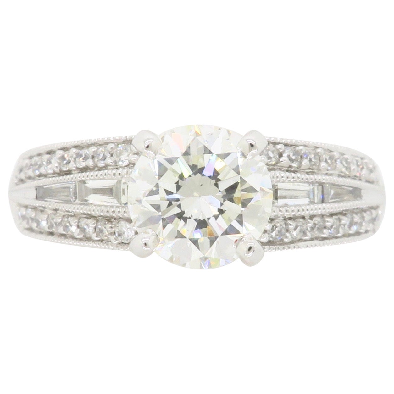 Art Deco Inspired 1.48CTW Diamond Engagement Ring 