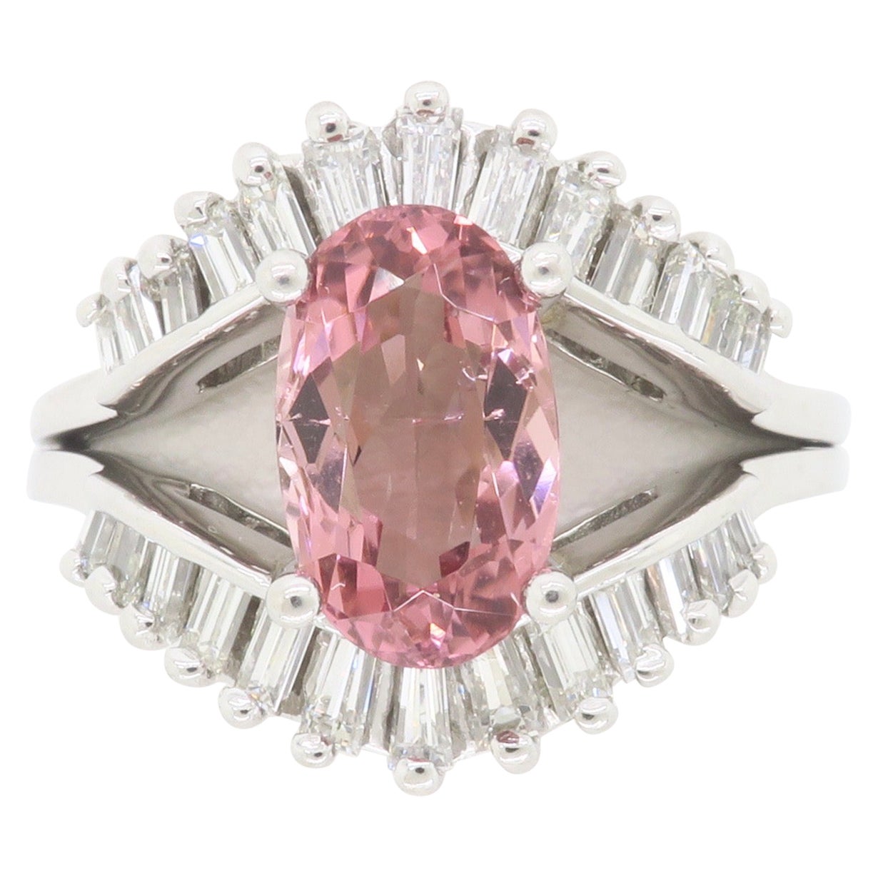 Pink Tourmaline & Diamond Cocktail Ring  For Sale