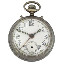 Montre de poche antique Alarm en métal argenté signée Junghans