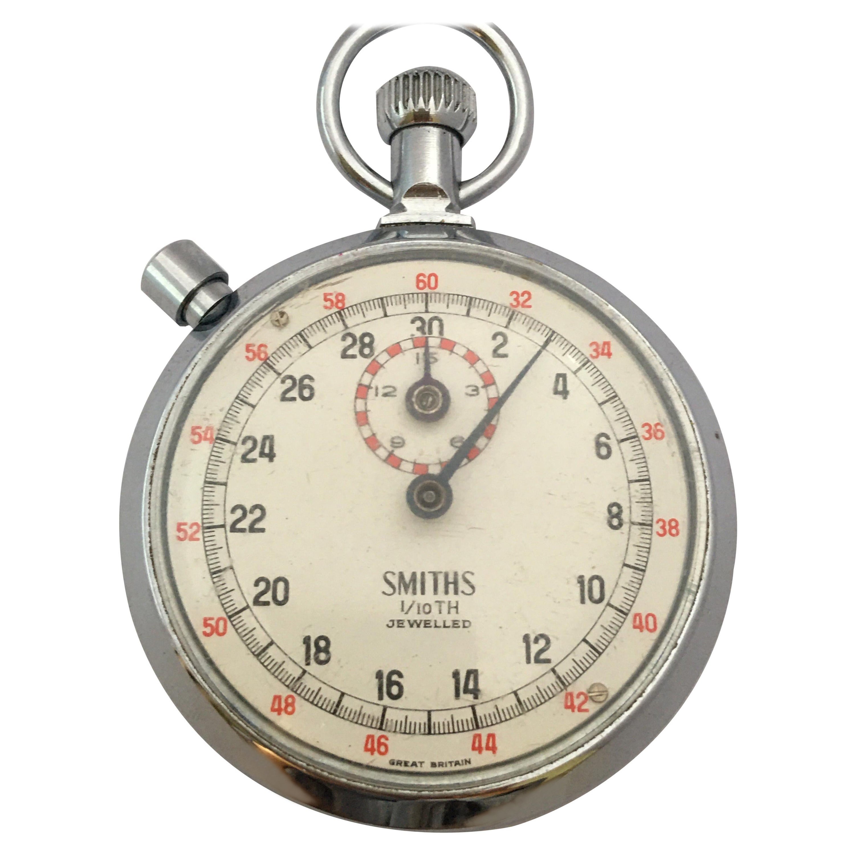 Smiths Sport Timer 1/10 TH Jewelled Stop Watch Handheld Fitness Sports For Sale