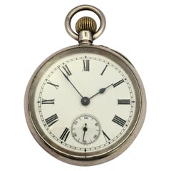 Antique Silver Hand Winding Pin Setting Pocket Watch