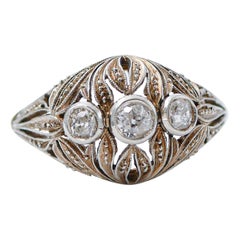 Vintage Diamonds, 18 Kt Yellow Gold and 9 Kt White Gold Retrò Ring