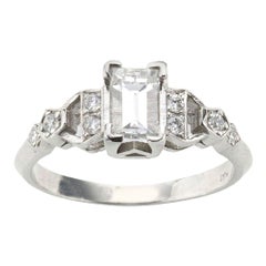Art Deco Diamond Platinum Ring, 0.81 Carat