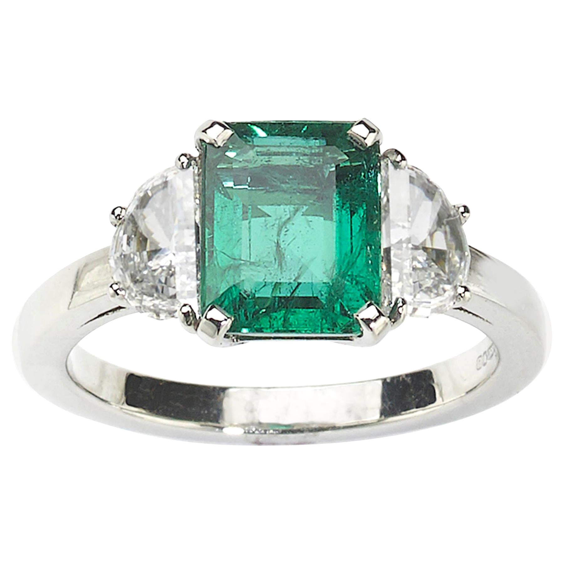 Emerald, Diamond and Platinum Ring, 2.00 Carats