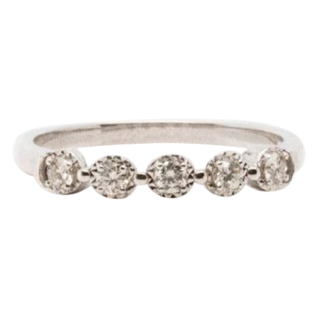 Dazzling 14k White Gold 5 Stone Ring with 0.15 Ct Natural Diamonds
