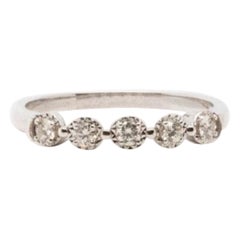 Dazzling 14k White Gold 5 Stone Ring with 0.15 Ct Natural Diamonds