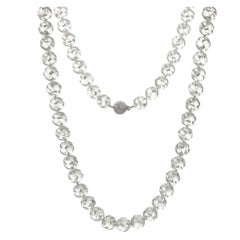 Carved Rock Crystal Necklace with Diamond Clasp