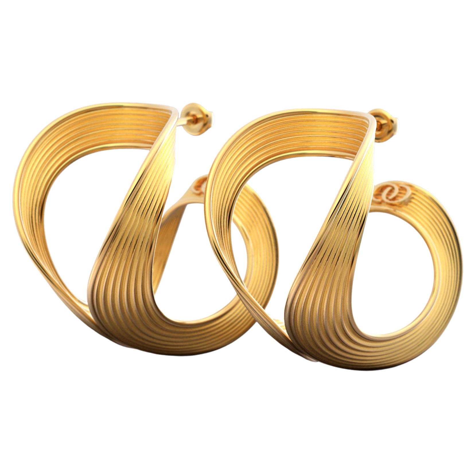 Gold Hoop Earrings, 18 Karat Large Hoops Made in Italy by Oltremare Gioielli For Sale