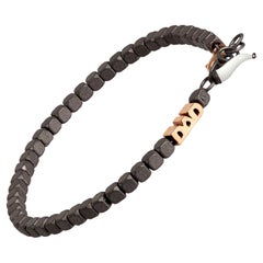 Men's Titanium Bracelet, Cuby Line, Dad in 9KT Red Gold and White Lucky Horn