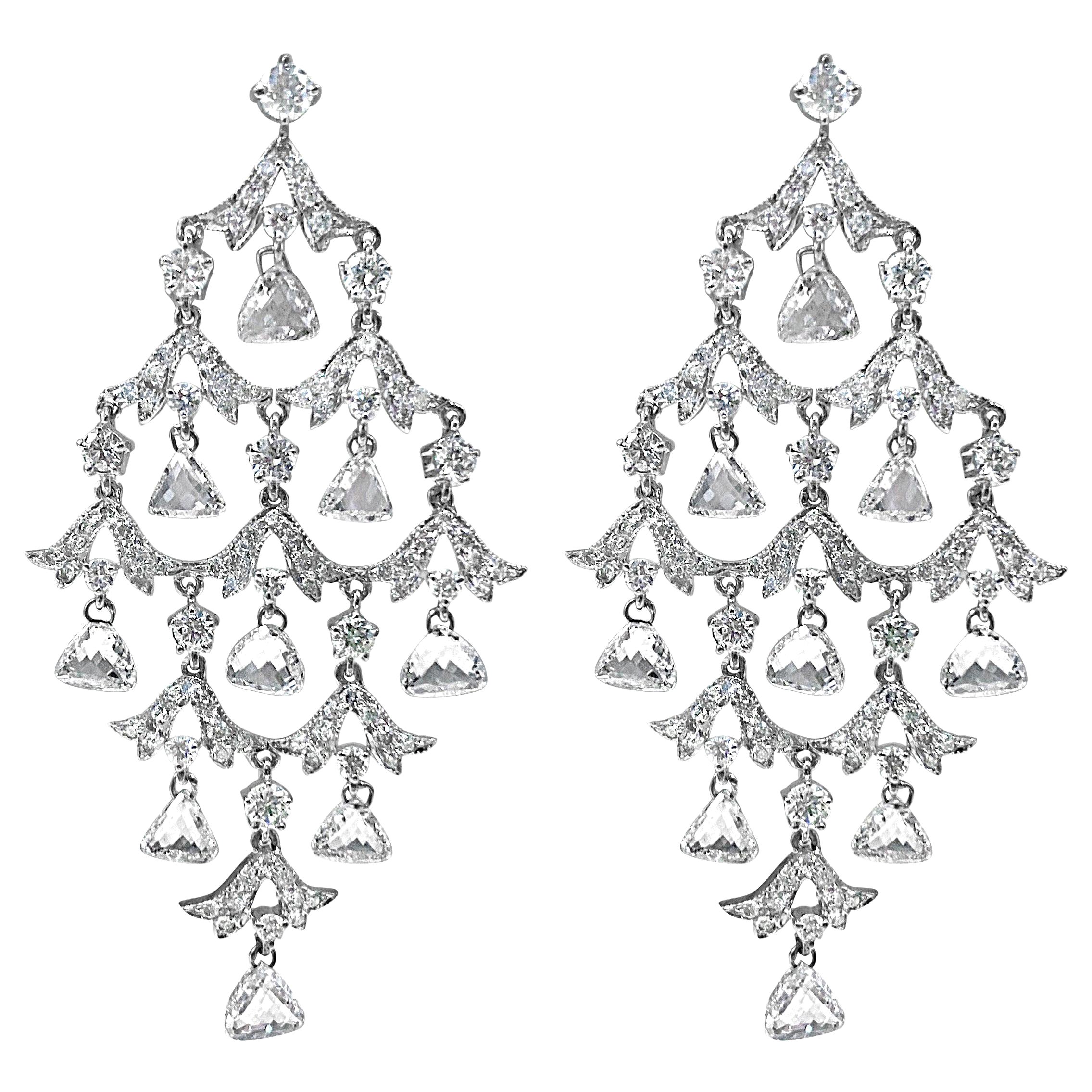 6.90 carat Diamond Chandelier Drop Earrings For Sale at 1stDibs