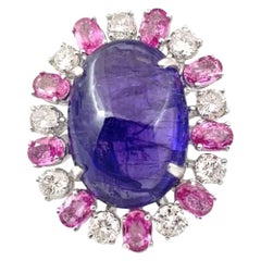 38 Carat Tanzanite and Pink Sapphire Floral Statement Ring
