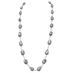 Extra Large Silver-Gray Freshwater Pearl Necklace
