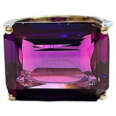 Nouvelle bague brésilienne Ametrine en argent sterling avec saphir octogonal bleu et violet