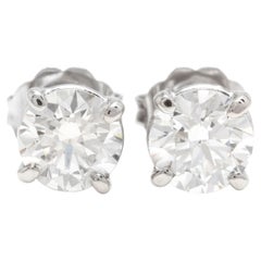 Boucles d'oreilles exquises en or blanc massif 14 carats avec diamants naturels de 1,80 carat