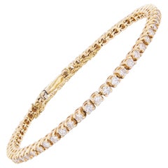 Bracelet tennis en or jaune 18 carats et diamants de 2,95 carats