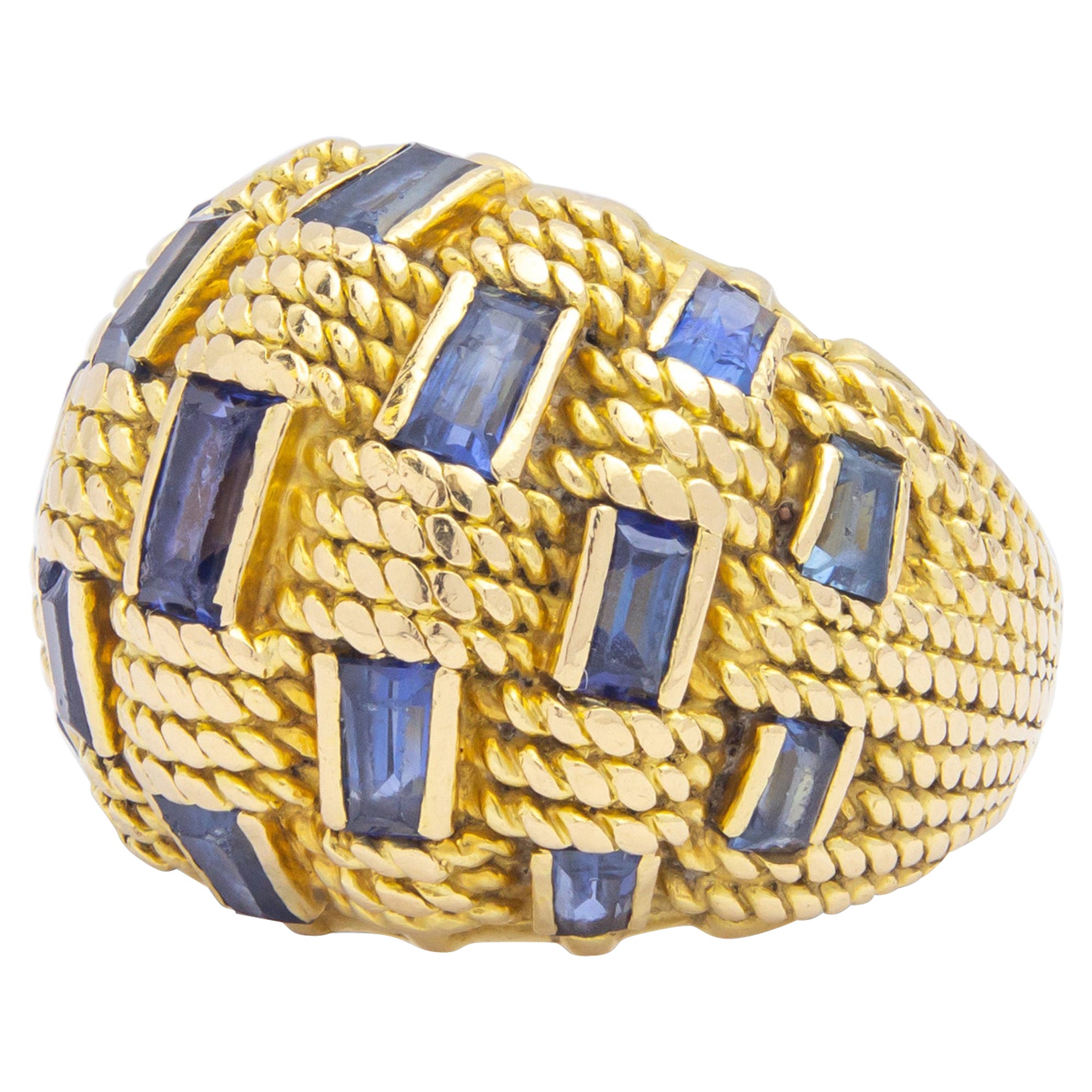 Hermes, 18 Karat Yellow Gold & Sapphire 'Bombe' Ring