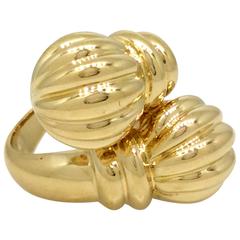 Boucheron Gold Double Finial Wrap Ring in 18k Yellow Gold