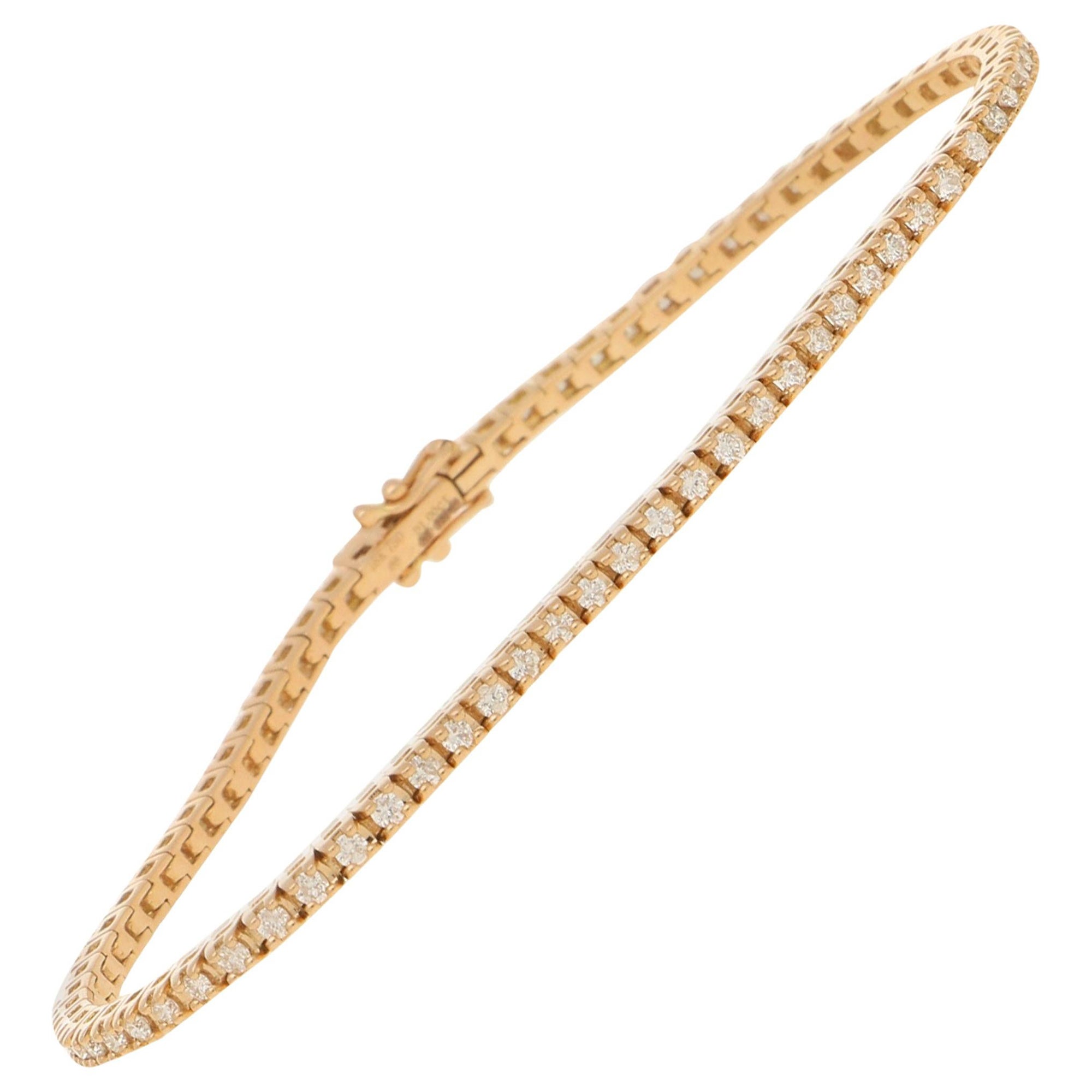 Contemporary Diamond Line Tennis Bracelet Set in 18 Karat Rose Gold For Sale