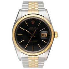 Rolex Datejust 16013 Black Dial Mens Watch Box Papers