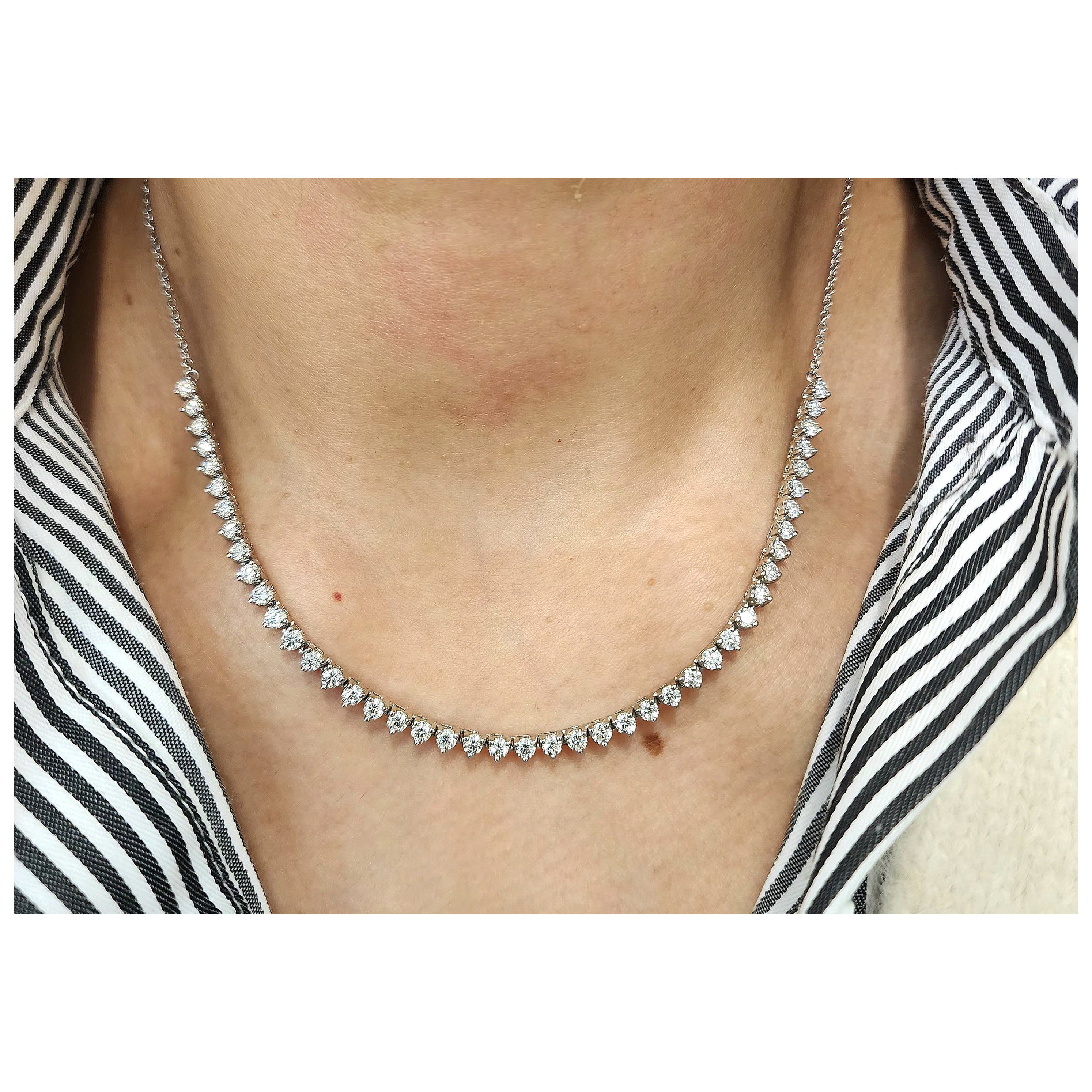 3.61 ct Half-Way Diamond Tennis Necklace